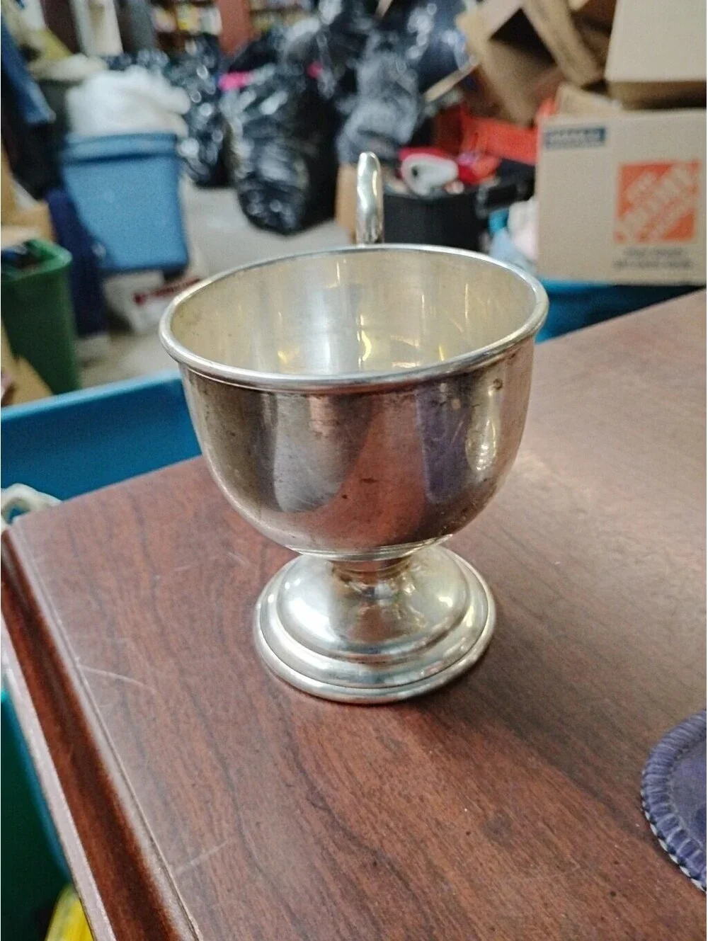 Vintage Nickel Silver Footed Tea Cup Silverplate Barware From Japan 3